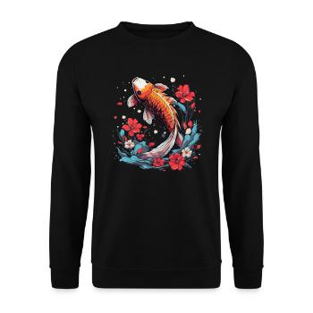 koi fish koi carp koi garden pond koi - Unisex Sweatshirt - black - Front - Alina (178cm) & Michal (187cm)