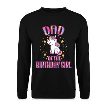Dad Of the Birthday Girl Unicorn Family Party - Unisex Sweatshirt - black - Front - Alina (178cm) & Michal (187cm)