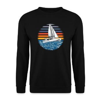 Catamaran-Boot Segelboot Segeln Segler - Unisex Pullover - Schwarz - Vorne - Alina (178cm) & Michal (187cm)