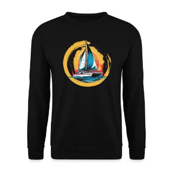 Catamaran-Boot Segelboot Segeln Segler - Unisex Pullover - Schwarz - Vorne - Alina (178cm) & Michal (187cm)