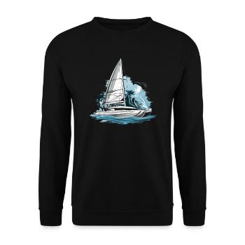 Catamaran-Boot Segelboot Segeln Segler - Unisex Pullover - Schwarz - Vorne - Alina (178cm) & Michal (187cm)