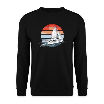 Catamaran-Boot Segelboot Segeln Segler - Unisex Pullover - Schwarz - Vorne - Alina (178cm) & Michal (187cm)
