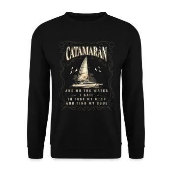 Catamaran-Boot Segelboot Segeln Segler - Unisex Pullover - Schwarz - Vorne - Alina (178cm) & Michal (187cm)