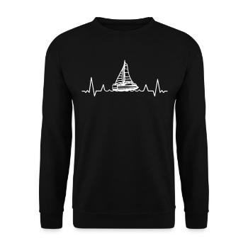 Catamaran voilier voilier voile saillant battement de cœur - Sweat-shirt Unisexe - noir - Devant - Alina (178cm) & Michal (187cm)