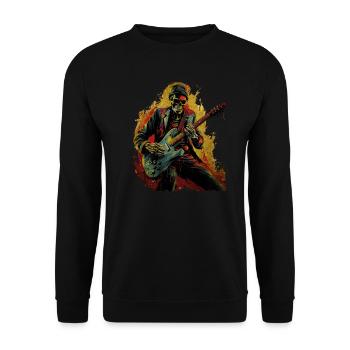 Gitarristen E-Gitarren Akustik-Gitarre Vintage - Unisex Pullover - Schwarz - Vorne - Alina (178cm) & Michal (187cm)