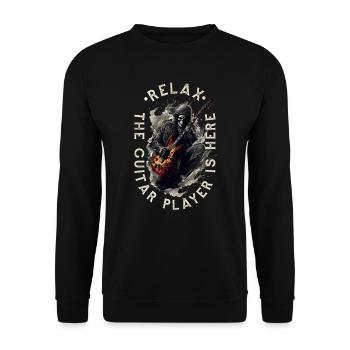 Gitarristen E-Gitarren lustige Sprüche - Unisex Pullover - Schwarz - Vorne - Alina (178cm) & Michal (187cm)