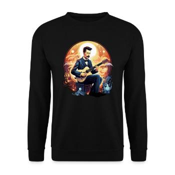 Gitarren E-Gitarren-Saiten E-Gitarre Musiker - Unisex Pullover - Schwarz - Vorne - Alina (178cm) & Michal (187cm)