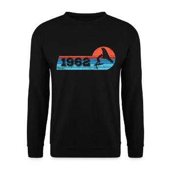 Wingfoil-Surfer Geburtstag Jahrgang 1962 geboren - Unisex Pullover - Schwarz - Vorne - Alina (178cm) & Michal (187cm)