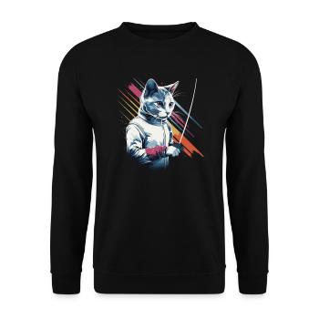 Chats, escrimeurs, joueurs, joueurs, escrime, athlètes, chats - Sweat-shirt Unisexe - noir - Devant - Alina (178cm) & Michal (187cm)