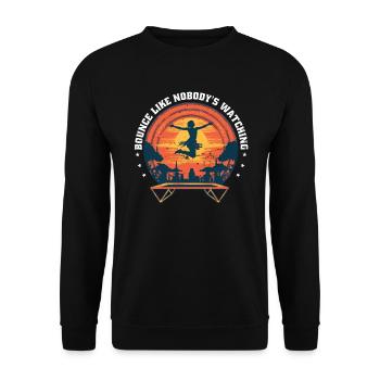 Lustige Sprüche Fitness Damen Trampolin-Sport - Unisex Pullover - Schwarz - Vorne - Alina (178cm) & Michal (187cm)
