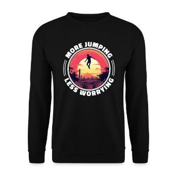 Lustige Sprüche Fitness Workout Trampolin-Sport - Unisex Pullover - Schwarz - Vorne - Alina (178cm) & Michal (187cm)