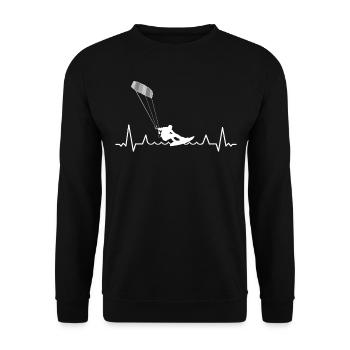 Kitesurf Kiteboard Kitesurfen Kitesurf Herzschlag - Unisex Pullover - Schwarz - Vorne - Alina (178cm) & Michal (187cm)