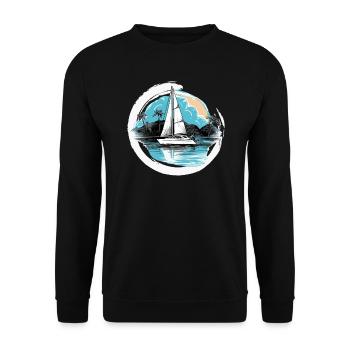 Sailboat, Sailing Ship, Sailing Yacht, Vintage Sailing - Unisex Sweatshirt - black - Front - Alina (178cm) & Michal (187cm)