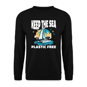 Catamaran-Boot Segelboot Segeln Segler - Unisex Pullover - Schwarz - Vorne - Alina (178cm) & Michal (187cm)