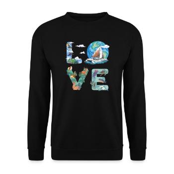 Catamaran-Boot Segelboot Segeln Segler - Unisex Pullover - Schwarz - Vorne - Alina (178cm) & Michal (187cm)