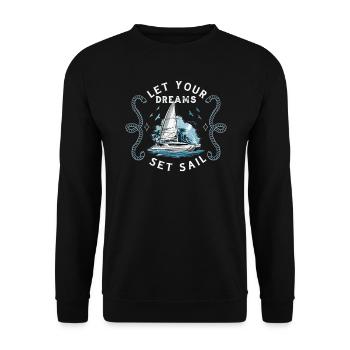 Catamaran-Boot Segelboot Segeln Segler - Unisex Pullover - Schwarz - Vorne - Alina (178cm) & Michal (187cm)