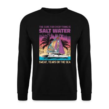 Catamaran-Boot Segelboot Segeln Segler - Unisex Pullover - Schwarz - Vorne - Alina (178cm) & Michal (187cm)