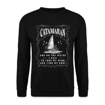 Catamaran-Boot Segelboot Segeln Segler - Unisex Pullover - Schwarz - Vorne - Alina (178cm) & Michal (187cm)