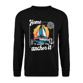 Catamaran Bateau Voilier Voilier Yacht Ancre - Sweat-shirt Unisexe - noir - Devant - Alina (178cm) & Michal (187cm)