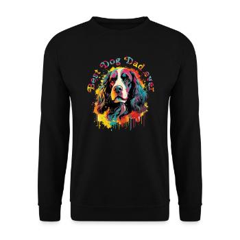 Hunde-Papa Hunderasse Englisch Springer-Spaniel - Unisex Pullover - Schwarz - Vorne - Alina (178cm) & Michal (187cm)