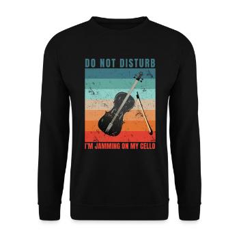 Cello Player Cellist Musician Collo Music Vintage - Unisex Sweatshirt - black - Front - Alina (178cm) & Michal (187cm)