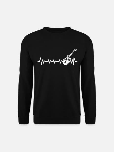 Gitarristen E-Gitarren Akustik-Gitarre Herzschlag - Unisex Pullover - Schwarz