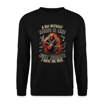 Gitarristen E-Gitarren lustige Sprüche - Unisex Pullover - Schwarz - Vorne - Alina (178cm) & Michal (187cm)