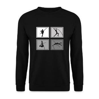 Stabhochspringer Leichtathleten Sportler Stab - Unisex Pullover - Schwarz - Vorne - Alina (178cm) & Michal (187cm)