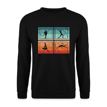Stabhochspringer Leichtathleten Sportler Stab - Unisex Pullover - Schwarz - Vorne - Alina (178cm) & Michal (187cm)