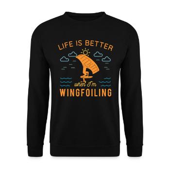 Wingfoil Surfer Wingfoiling Boards Kitefoil - Unisex Sweatshirt - black - Front - Alina (178cm) & Michal (187cm)