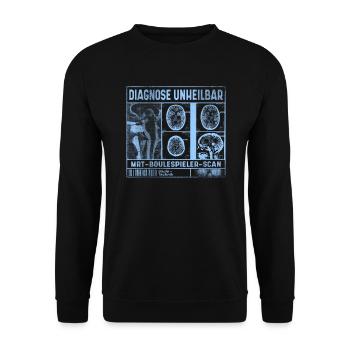 DIAGNOSE UNHEILBAR, Boulespiel Boccia Petanque - Unisex Pullover - Schwarz - Vorne - Alina (178cm) & Michal (187cm)