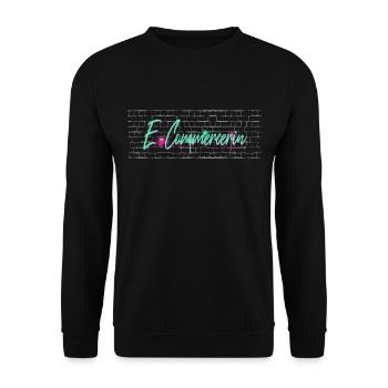 Online-Händler Abschluss-Geschenk E-Commercerin - Unisex Pullover - Schwarz - Vorne - Alina (178cm) & Michal (187cm)