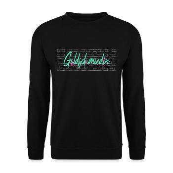 Juwelier Abschluss-Geschenk Goldschmiedin - Unisex Pullover - Schwarz - Vorne - Alina (178cm) & Michal (187cm)