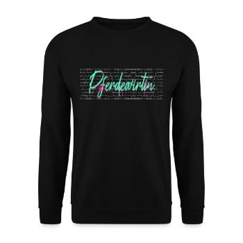 Pferde Abschluss-Geschenk Pferdewirtin - Unisex Pullover - Schwarz - Vorne - Alina (178cm) & Michal (187cm)