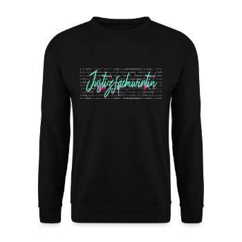 Richtern Abschluss-Geschenk Justizfachwirtin - Unisex Pullover - Schwarz - Vorne - Alina (178cm) & Michal (187cm)