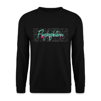 Piloten Abschluss-Geschenk Flugbegleiterin - Unisex Pullover - Schwarz - Vorne - Alina (178cm) & Michal (187cm)