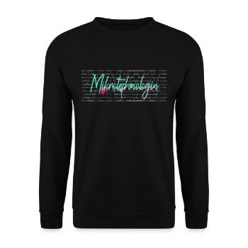 Techniker Abschluss-Geschenk Mikrotechnologin - Unisex Pullover - Schwarz - Vorne - Alina (178cm) & Michal (187cm)