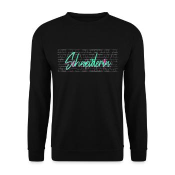 Schneidern Abschluss-Geschenk Textil-Schneiderin - Unisex Pullover - Schwarz - Vorne - Alina (178cm) & Michal (187cm)