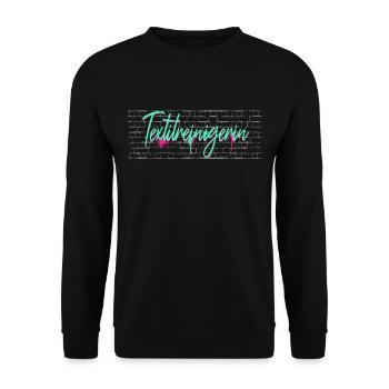 Wäscherei Abschluss-Geschenk Textilreinigerin - Unisex Pullover - Schwarz - Vorne - Alina (178cm) & Michal (187cm)