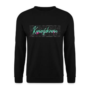 Apotheken Abschluss-Geschenk Kurierfahrerin - Unisex Pullover - Schwarz - Vorne - Alina (178cm) & Michal (187cm)