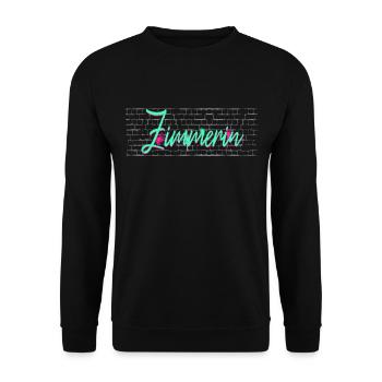 Zimmerer Abschluss-Geschenk Zimmerin - Unisex Pullover - Schwarz - Vorne - Alina (178cm) & Michal (187cm)