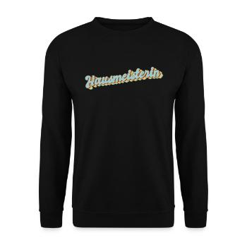 Hauswirt Abschluss-Geschenk Hausmeisterin - Unisex Pullover - Schwarz - Vorne - Alina (178cm) & Michal (187cm)