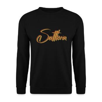 Polsterer Abschluss-Geschenk Sattlerin - Unisex Pullover - Schwarz - Vorne - Alina (178cm) & Michal (187cm)