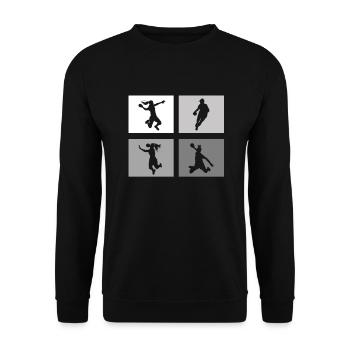Joueur de handball Ballon de handball Joueur de handball Femmes - Sweat-shirt Unisexe - noir - Devant - Alina (178cm) & Michal (187cm)