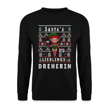Noël moche LE TOURNEUR PRÉFÉRÉ DU PÈRE NOËL - Sweat-shirt Unisexe - noir - Devant - Alina (178cm) & Michal (187cm)