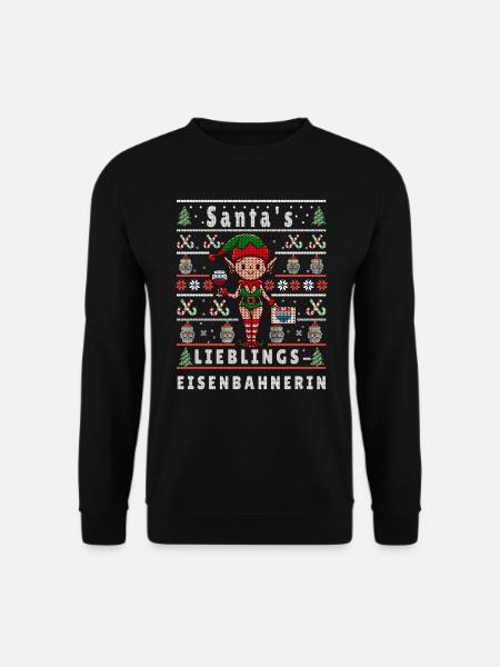 Ugly Weihnachten SANTAS LIEBLINGS Eisenbahnerin - Unisex Pullover - Schwarz