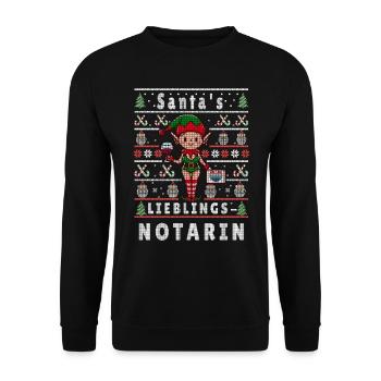 Ugly Christmas SANTA'S FAVORITE NOTARY - Unisex Sweatshirt - black - Front - Alina (178cm) & Michal (187cm)