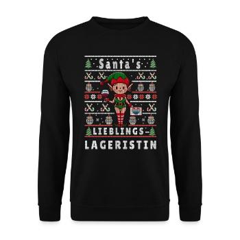 Noël moche LE COMMIS D’ENTREPÔT PRÉFÉRÉ DU PÈRE NOËL - Sweat-shirt Unisexe - noir - Devant - Alina (178cm) & Michal (187cm)