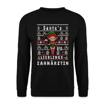 Noël moche LE DENTISTE PRÉFÉRÉ DU PÈRE NOËL - Sweat-shirt Unisexe - noir - Devant - Alina (178cm) & Michal (187cm)