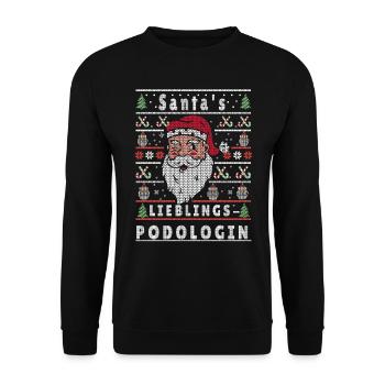 Ugly Christmas SANTA'S FAVORITE PODIATRIST - Unisex Sweatshirt - black - Front - Alina (178cm) & Michal (187cm)